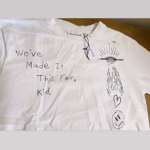 WE MADE IT THIS FAR TEE IN WHITE S